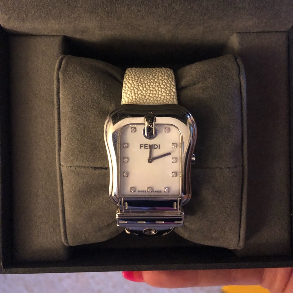 Fendi watch w/ diamonds and stingray strap
